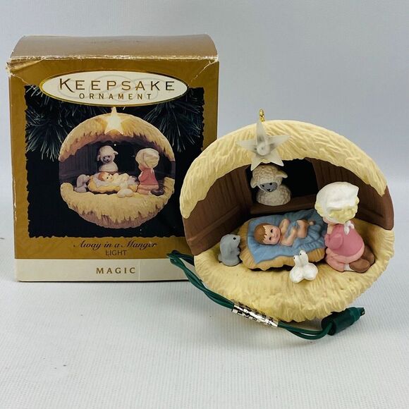 Hallmark Away in a Manger Magic Light Keepsake Christmas‎ Ornament 1994 Untested - Picture 1 of 8